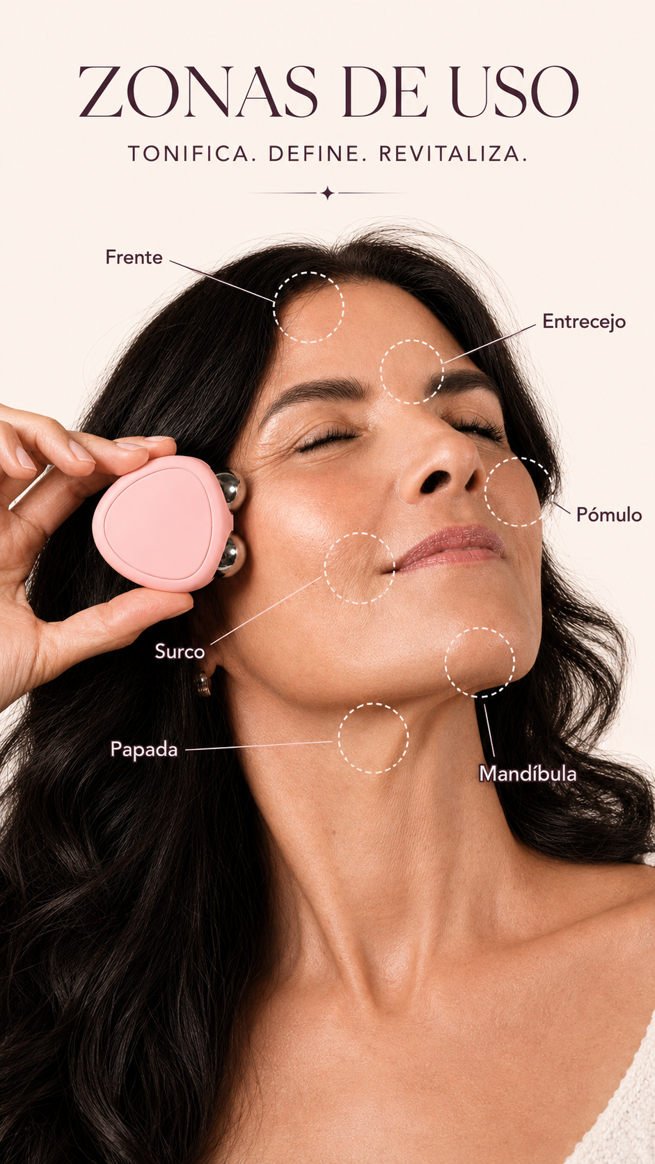 Dispositivo de Lifting Facial Rosa y Blanco